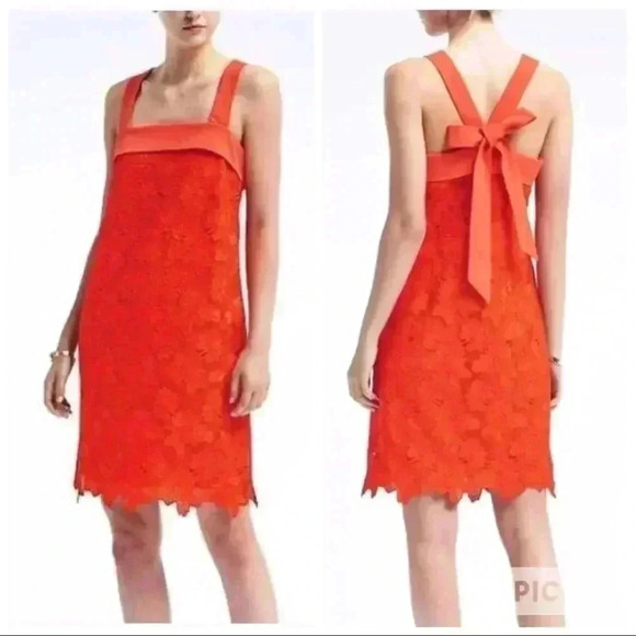 Banana Republic Dress Back Bow Floral Dress Sz 2 - Picture 1 of 7